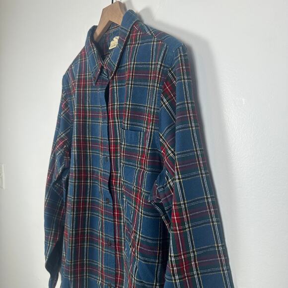 L.L. Bean Mens Button-Up Long Sleeve Blue/Red Plaid Flannel Shirt XL Regular - Picture 4 of 7